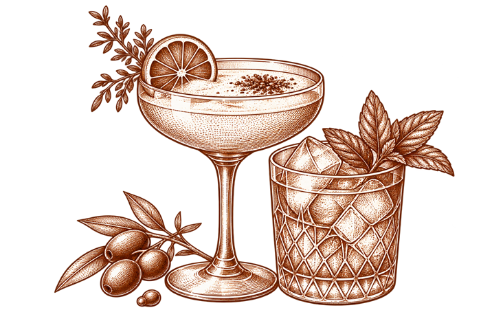 Ilustracja koktajli barowych